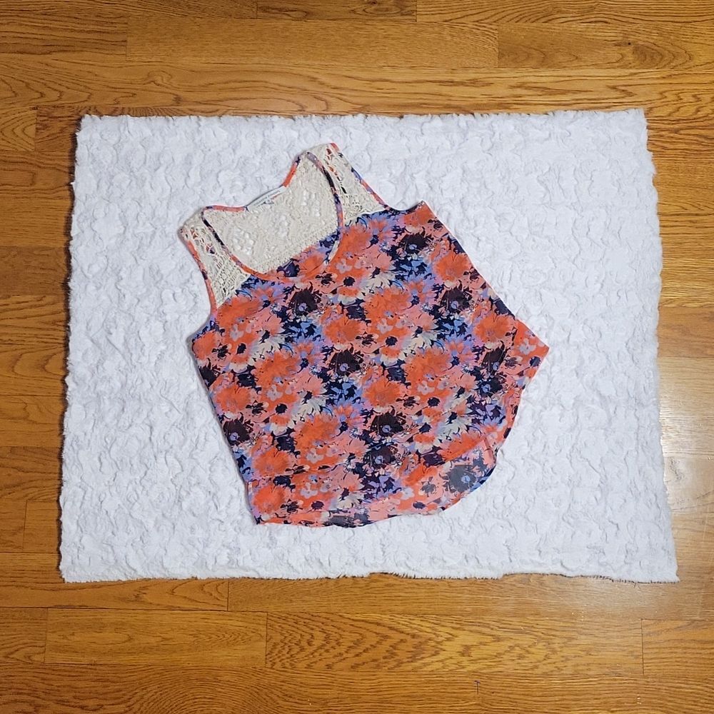 Collective Concepts Floral Chiffon Tank Top, Women's Small, Excellent Condition!